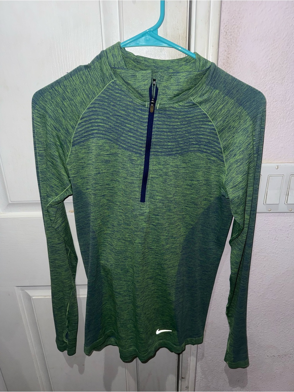 Nike Blue-Green Dri-FIT Running Half-zip  Top